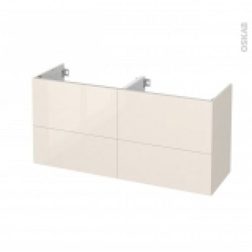 Meuble De Salle De Bains Sous Vasque Double Keria Ivoire 4 Tiroirs Cotes Decors L120 X H57 X P40 Cm