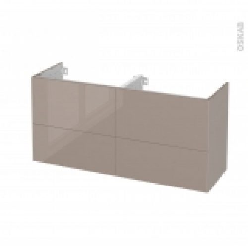 Meuble De Salle De Bains Sous Vasque Double Keria Moka 4 Tiroirs Cotes Decors L120 X H57 X P40 Cm