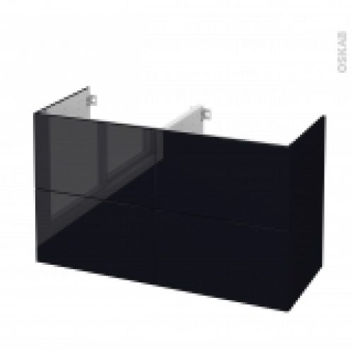 Meuble De Salle De Bains Sous Vasque Double Keria Noir 4 Tiroirs Cotes Decors L120 X H70 X P50 Cm