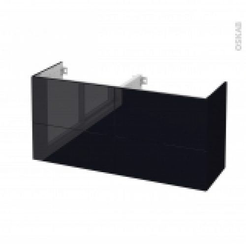 Meuble De Salle De Bains Sous Vasque Double Keria Noir 4 Tiroirs Cotes Decors L120 X H57 X P40 Cm