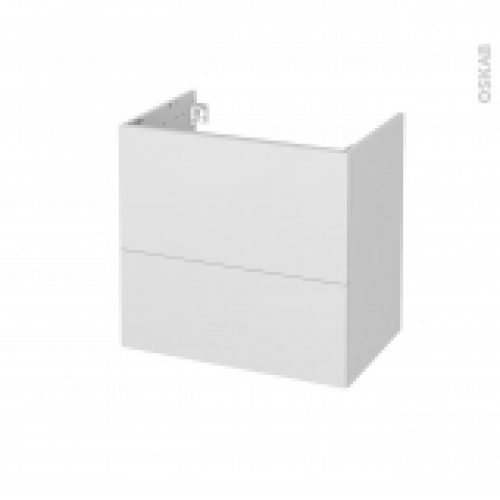 Meuble De Salle De Bains Sous Vasque Ginko Blanc 2 Tiroirs Cotes Decors L60 X H57 X P40 Cm