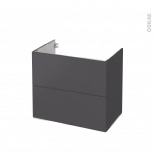 Meuble De Salle De Bains Sous Vasque Ginko Gris 2 Tiroirs Cotes Decors L80 X H70 X P50 Cm