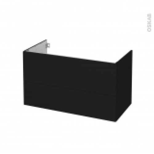 Meuble De Salle De Bains Sous Vasque Ginko Noir 2 Tiroirs Cotes Decors L100 X H57 X P50 Cm