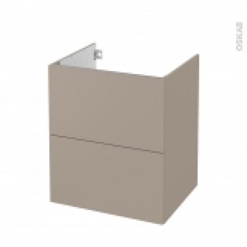 Meuble De Salle De Bains Sous Vasque Ginko Taupe 2 Tiroirs Cotes Decors L60 X H70 X P50 Cm