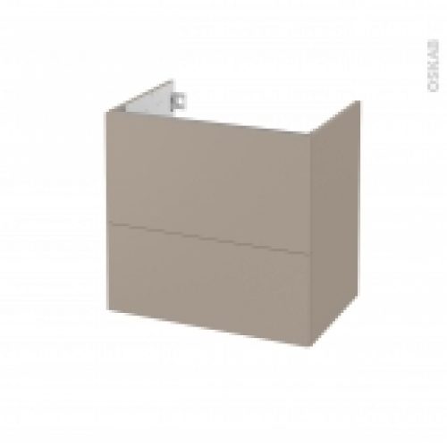 Meuble De Salle De Bains Sous Vasque Ginko Taupe 2 Tiroirs Cotes Decors L60 X H57 X P40 Cm