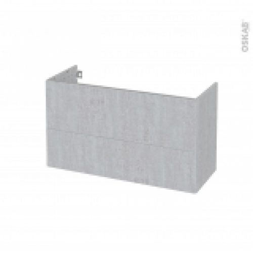 Meuble De Salle De Bains Sous Vasque Hoda Beton 2 Tiroirs Cotes Decors L100 X H57 X P40 Cm