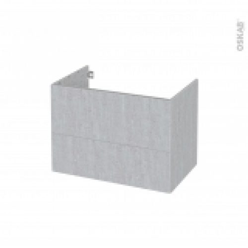 Meuble De Salle De Bains Sous Vasque Hoda Beton 2 Tiroirs Cotes Decors L80 X H57 X P50 Cm