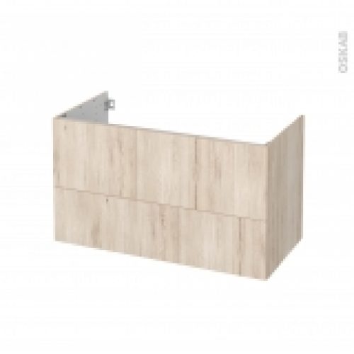 Meuble De Salle De Bains Sous Vasque Ikoro Chene Clair 2 Tiroirs Cotes Decors L100 X H57 X P50 Cm