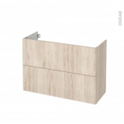 Meuble De Salle De Bains Sous Vasque Ikoro Chene Clair 2 Tiroirs Cotes Decors L100 X H70 X P40 Cm