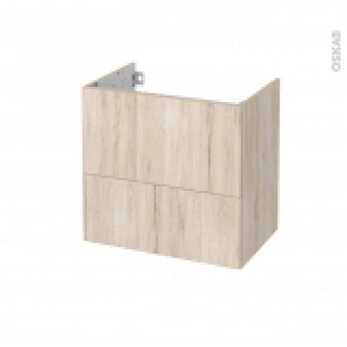 Meuble De Salle De Bains Sous Vasque Ikoro Chene Clair 2 Tiroirs Cotes Decors L60 X H57 X P40 Cm