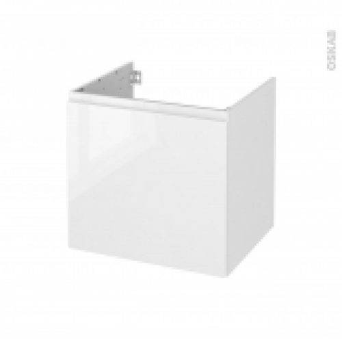Meuble De Salle De Bains Sous Vasque Ipoma Blanc Brillant 1 Porte Cotes Decors L60 X H57 X P50 Cm