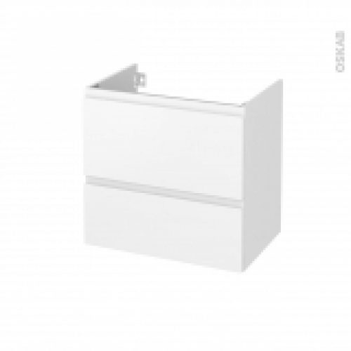 Meuble De Salle De Bains Sous Vasque Ipoma Blanc Mat 2 Tiroirs Cotes Decors L60 X H57 X P40 Cm