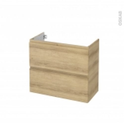 Meuble De Salle De Bains Sous Vasque Ipoma Chene Naturel 2 Tiroirs Cotes Decors L80 X H70 X P40 Cm