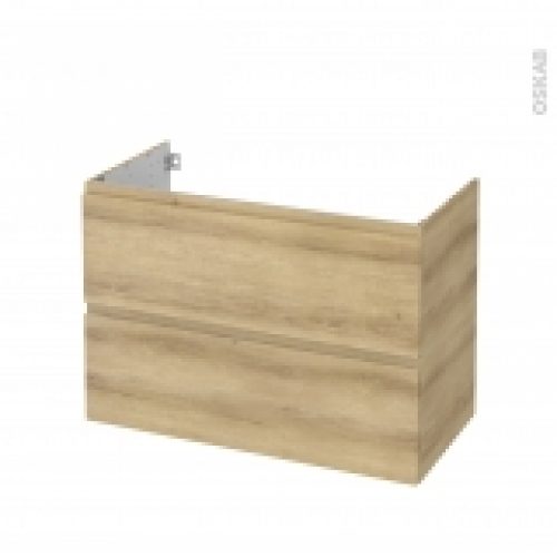 Meuble De Salle De Bains Sous Vasque Ipoma Chene Naturel 2 Tiroirs Cotes Decors L100 X H70 X P50 Cm