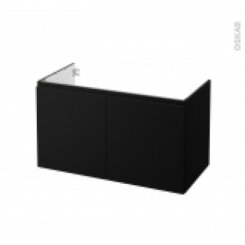Meuble De Salle De Bains Sous Vasque Ipoma Noir Mat 2 Portes Cotes Decors L100 X H57 X P50 Cm