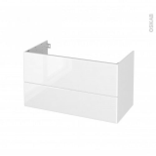 Meuble De Salle De Bains Sous Vasque Iris Blanc 2 Tiroirs Cotes Decors L100 X H57 X P50 Cm