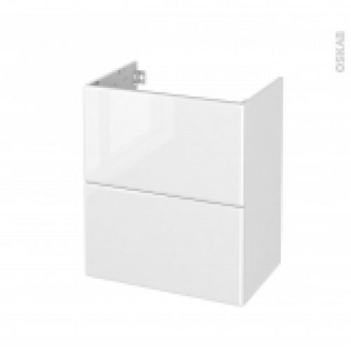 Meuble De Salle De Bains Sous Vasque Iris Blanc 2 Tiroirs Cotes Decors L60 X H70 X P40 Cm