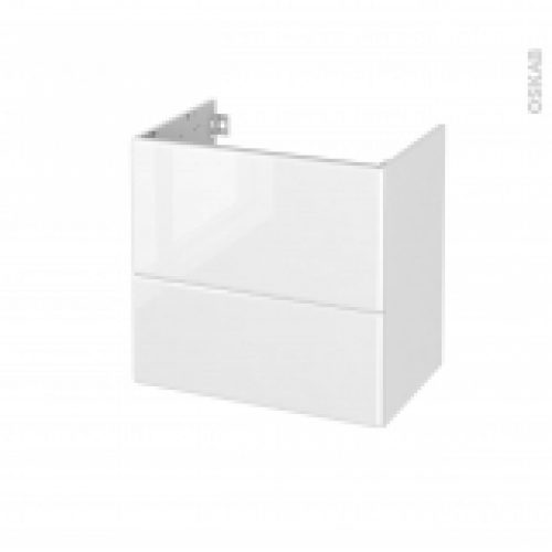 Meuble De Salle De Bains Sous Vasque Iris Blanc 2 Tiroirs Cotes Decors L60 X H57 X P40 Cm