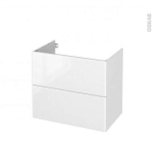 Meuble De Salle De Bains Sous Vasque Iris Blanc 2 Tiroirs Cotes Decors L80 X H70 X P50 Cm