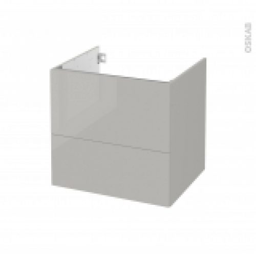 Meuble De Salle De Bains Sous Vasque Ivia Gris 2 Tiroirs Cotes Decors L60 X H57 X P50 Cm