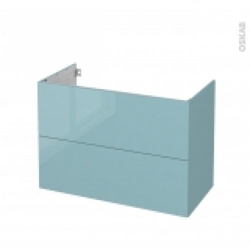 Meuble De Salle De Bains Sous Vasque Keria Bleu 2 Tiroirs Cotes Decors L100 X H70 X P50 Cm