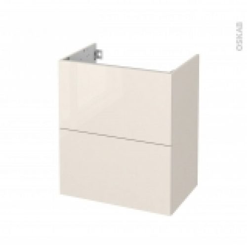 Meuble De Salle De Bains Sous Vasque Keria Ivoire 2 Tiroirs Cotes Decors L60 X H70 X P40 Cm