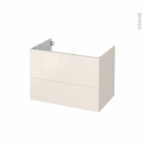 Meuble De Salle De Bains Sous Vasque Keria Ivoire 2 Tiroirs Cotes Decors L80 X H57 X P50 Cm