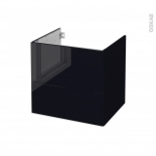 Meuble De Salle De Bains Sous Vasque Keria Noir 2 Tiroirs Cotes Decors L60 X H57 X P50 Cm