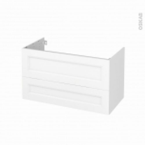 Meuble De Salle De Bains Sous Vasque Static Blanc 2 Tiroirs Cotes Decors L100 X H57 X P50 Cm