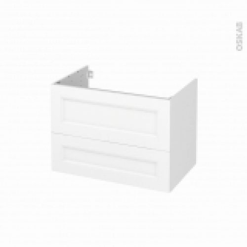 Meuble De Salle De Bains Sous Vasque Static Blanc 2 Tiroirs Cotes Decors L80 X H57 X P50 Cm