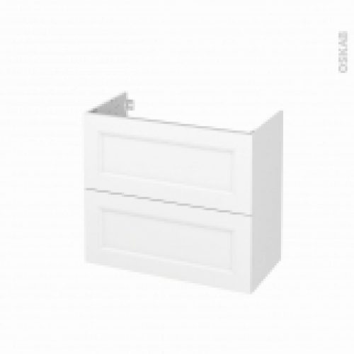 Meuble De Salle De Bains Sous Vasque Static Blanc 2 Tiroirs Cotes Decors L80 X H70 X P40 Cm