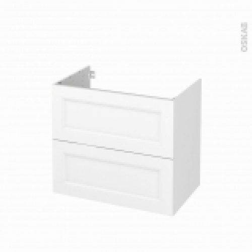 Meuble De Salle De Bains Sous Vasque Static Blanc 2 Tiroirs Cotes Decors L80 X H70 X P50 Cm