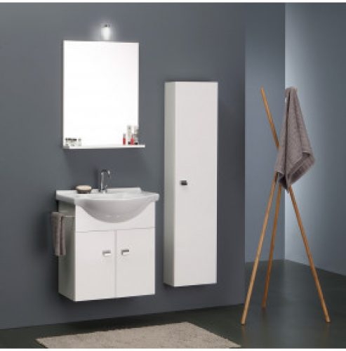 MEUBLE DE SALLE DE BAINS SUSPENDU DE 56 CM AVEC COLONNE SIMPLY BLANCHE