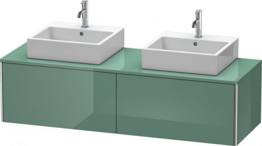 Meuble Double Vasque suspendu Duravit XSquare des deux côtés Gris Dolomite Brillant 1600 mm