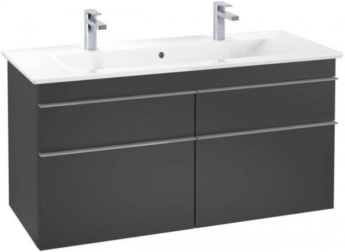 Meuble Double Vasque Villeroy et Boch Legato 1600x550x500 mm Noir Laqué B15400PD