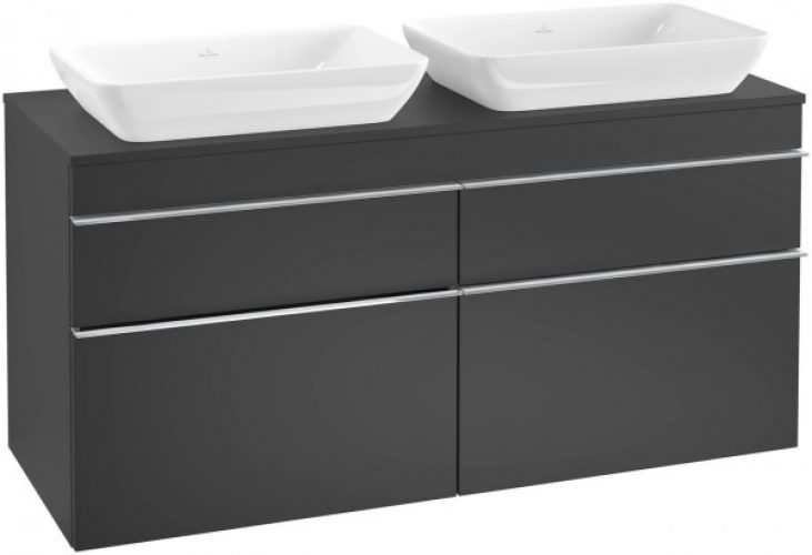 Meuble Double Vasque Villeroy et Boch Venticello 1257x606x502 mm Noir Laqué A94401PD