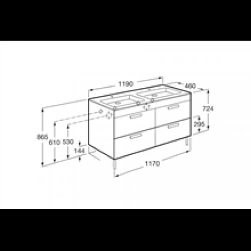 Meuble gris 120 cm 4 tiroirs Debba Roca
