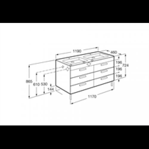 Meuble gris 120 cm 6 tiroirs Debba Roca