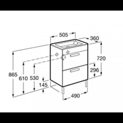 Meuble gris 50 cm compact 2 tiroirs Debba Roca