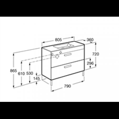 Meuble gris 80 cm compact 2 tiroirs Debba Roca