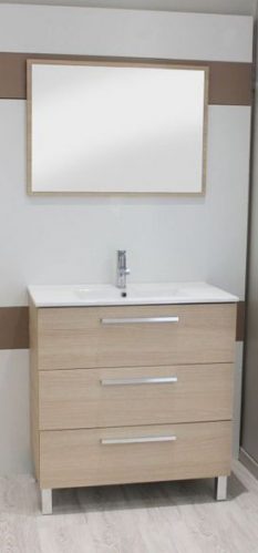 Meuble lavabo PALLAS effet bois largeur 80cm à poser – Prix net livré chez vous – – Ondée