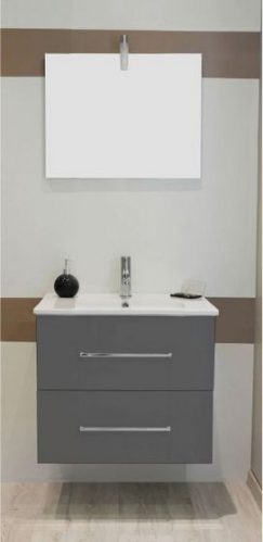 Meuble lavabo TANATH anthracite largeur 80cm à suspendre – Prix net livré chez vous – – Ondée