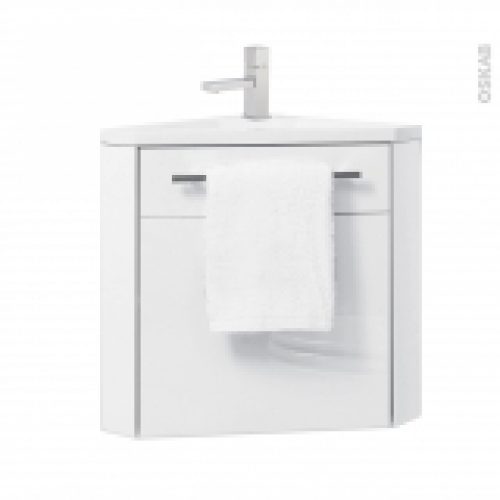 Meuble Lave Mains D Angle Fuji Blanc Avec Robinet L44 X P26 X H554 Cm