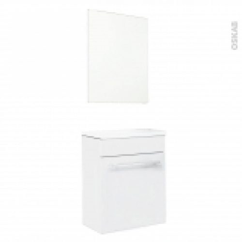 Meuble Lave Mains Fuji Blanc Avec Miroir L44 X P26 X H554 Cm