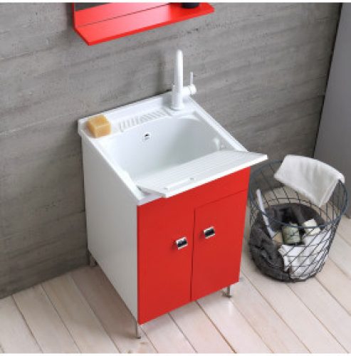 MEUBLE-LAVOIR 50×50 POUR BUANDERIE ROUGE MAT