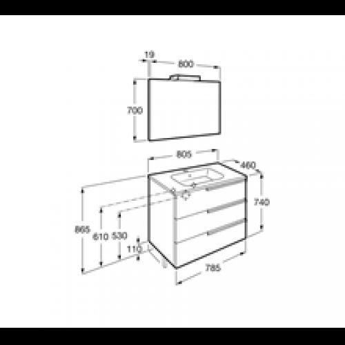 Meuble Pack Family gris 80 cm Victoria-N Roca