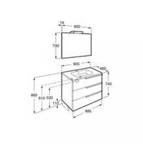 Meuble Pack Family gris 90 cm Victoria-N Roca