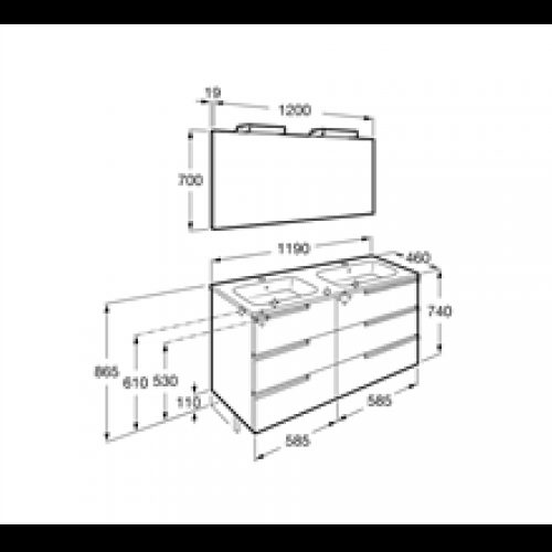 Meuble Pack Family wengé 120 cm Victoria-N Roca