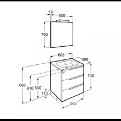 Meuble Pack Family wengé 60 cm Victoria-N Roca