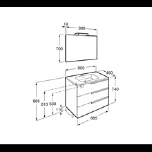Meuble Pack Family wengé 90 cm Victoria-N Roca